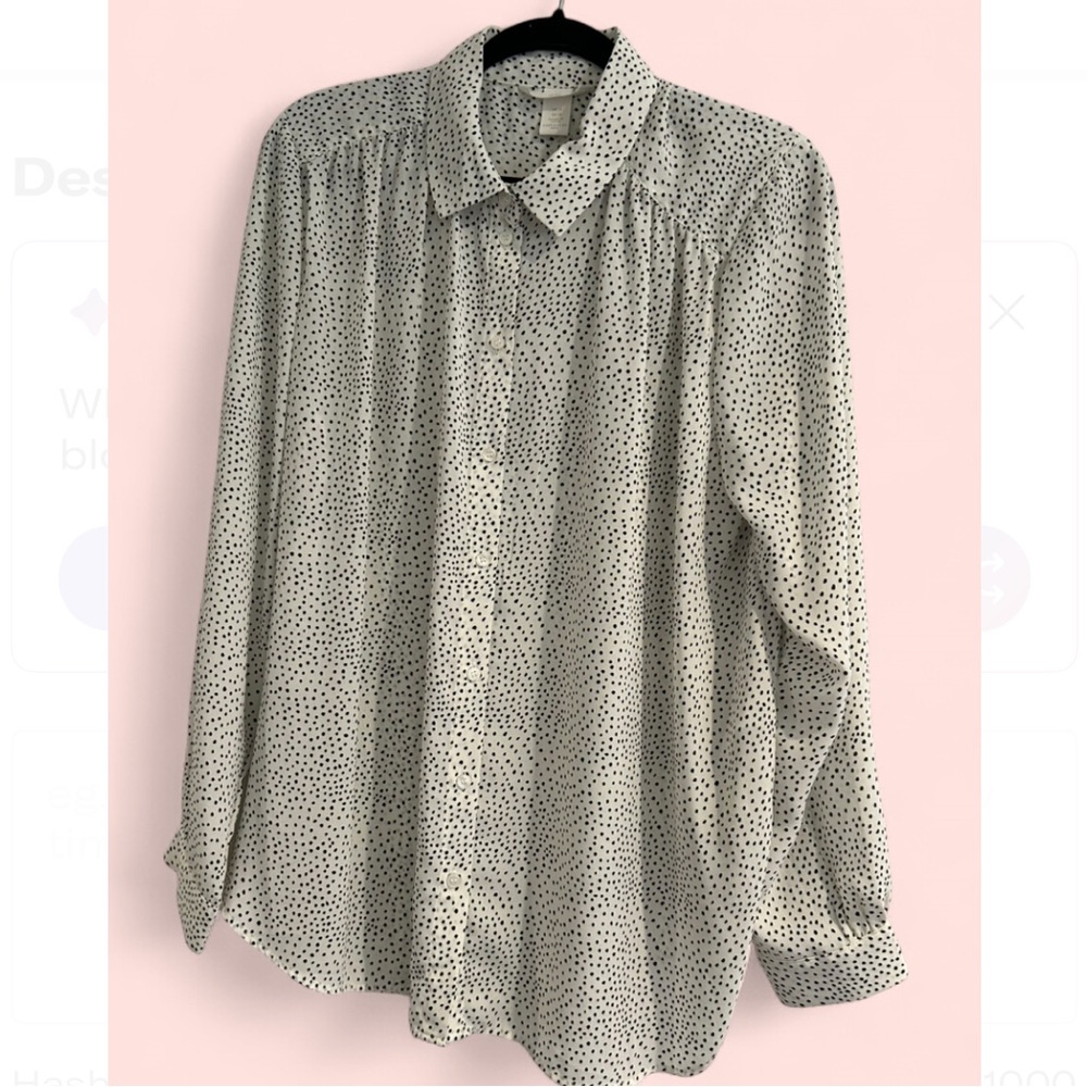 H&M White Blouse with Black Polka Dots